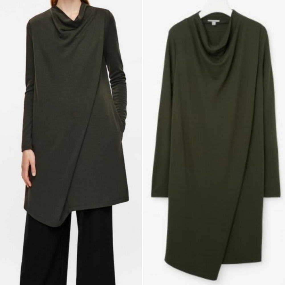 COS Draped Collar Long Sleeve Dress - Picture 1 of 12
